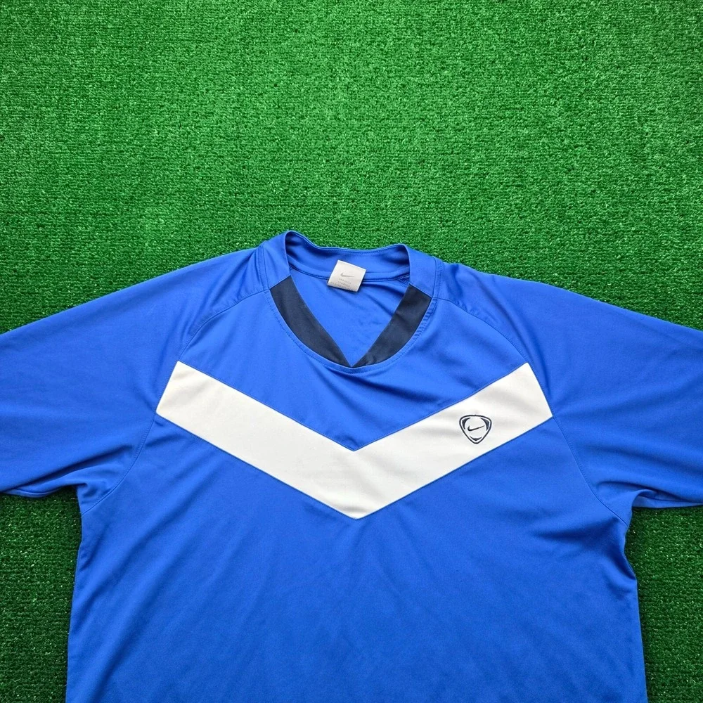 Vintage Nike Total 90 Performance Soccer Jersey Mens Large Blue Short Sleevel